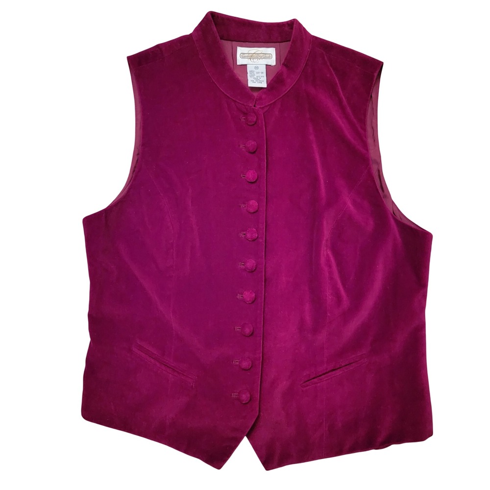 Cambridge M‎ Vest Red Velvet Button Up Back Cinch Academia Pirate Buccaneer Twee